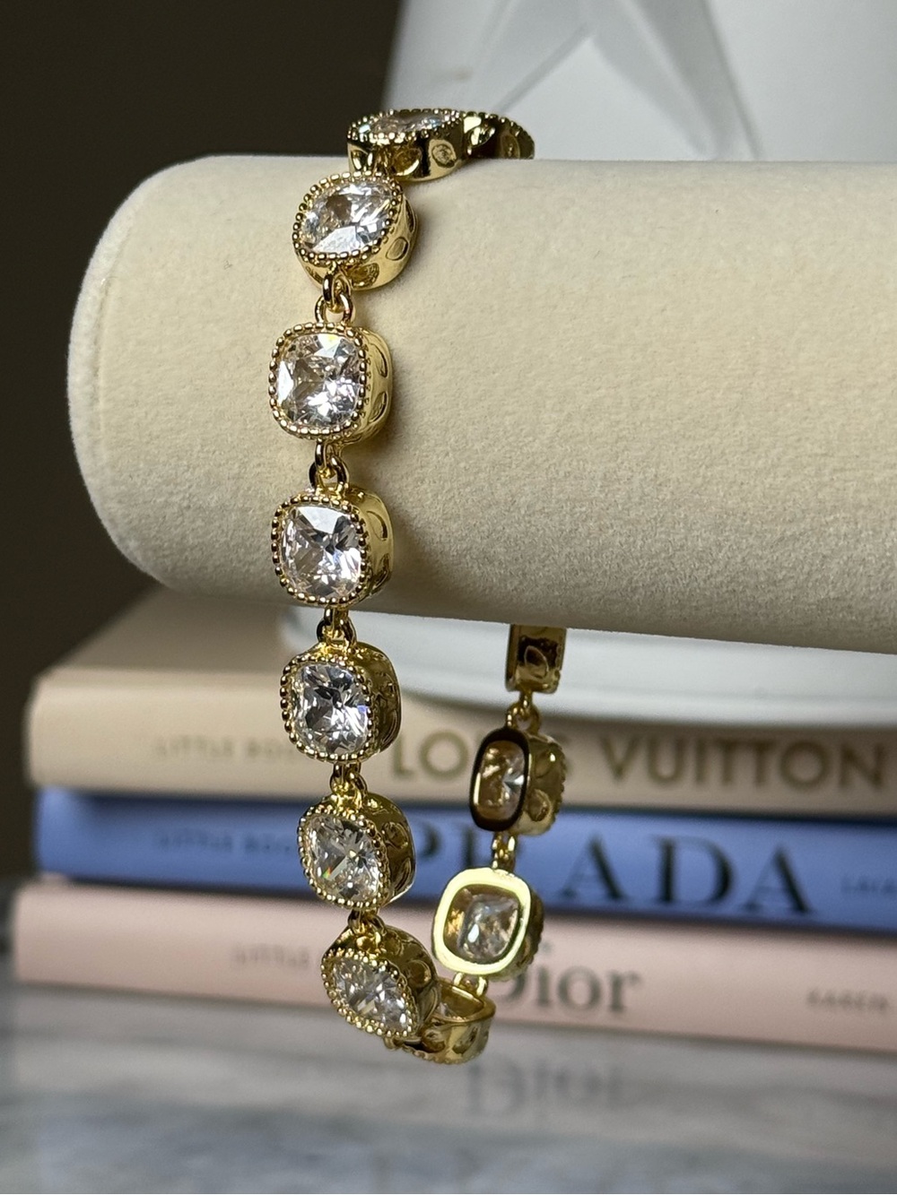 Goldoro 18k Yellow Gold Layered/GF & 
CZ Bracelet. 7” + 1/2”. Brand New! #373
